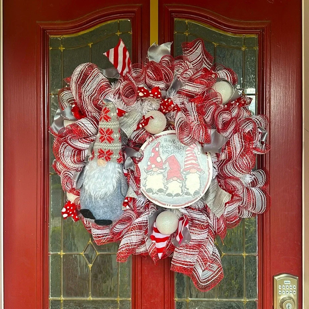 Holly Jolly Christian Gnome XL Wreath